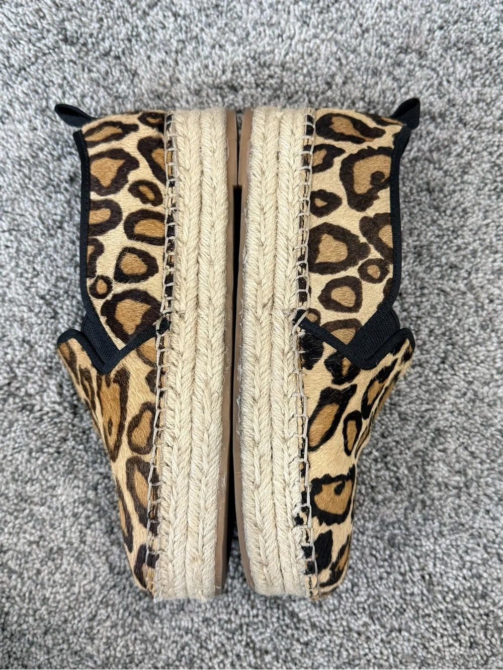 Sam Edelman Carrin Calf Hair Leopard Print Platform Espadrilles Women's US 7